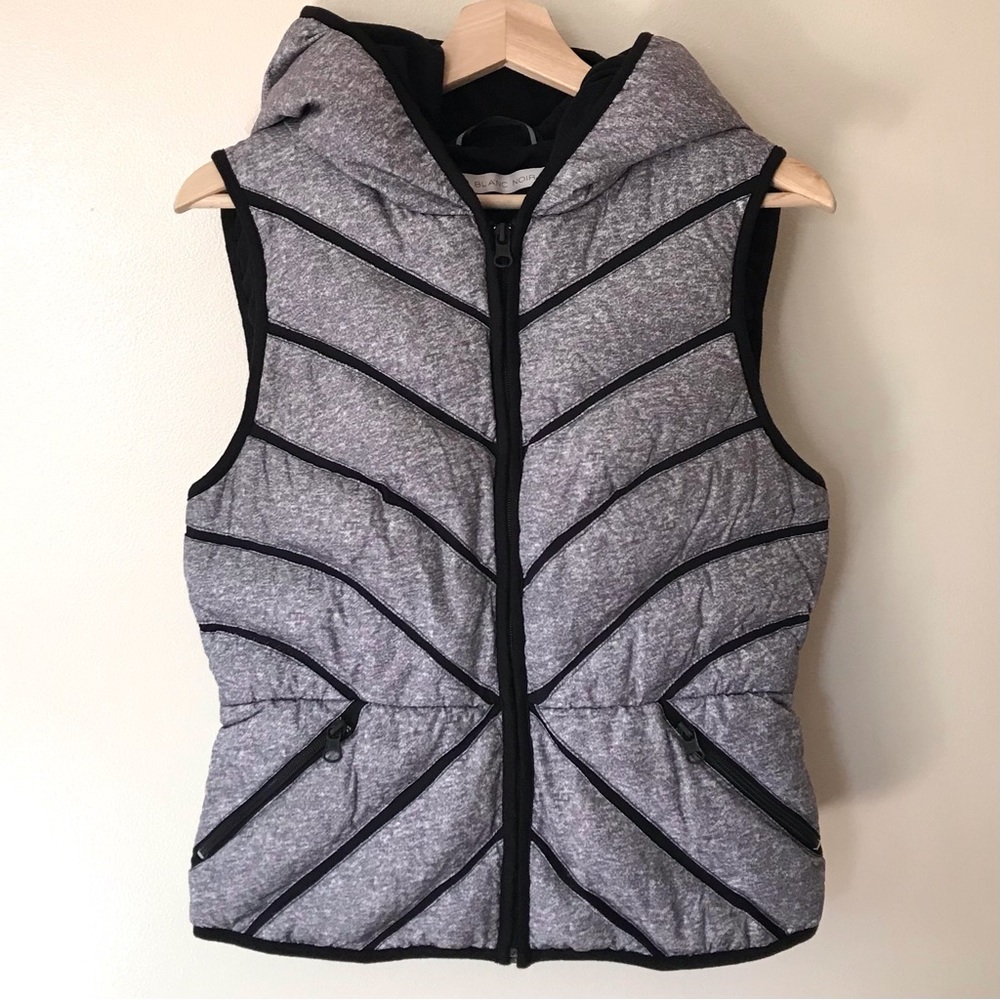 Blanc Noir • M • Vented Puffer Hooded Down Feather Blend Vest
